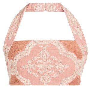 Zimmermann Crop Jacquard Halter Top Antique Rose 0 NWT